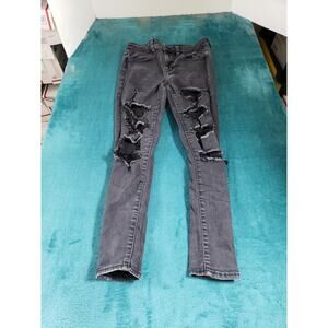 American Eagle Jeans Size 4 Short Womens Black Pants Ladies High Rise Jegging